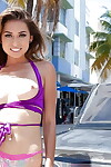 Juvenile solo beauty Melissa Moore exposing compact amateur pointer sisters in public