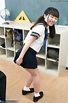 Alluring Japanese schoolgirl lifts her petticoat to play with dick for daddy in category