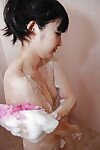 Oriental youthful Kaori Nagahashi glorious bath and caressing her insignificant distorts