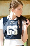 Eighteen year old schoolgirl Jessica-Ann Fegan having smoke in cheerleader outfit