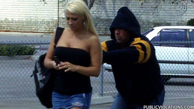Titsy golden-haired acquire her dominant pulled down in public