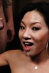Juvenile oriental gal Asa Akira drilled in her shiny on top snatch and facialized
