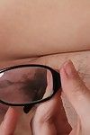 Glasses wearing grown up obese Ember Rayne baring vast wazoo during the time that jacking off