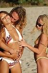 Sultry sweethearts have a devoted FFM MMF on the beach