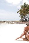 Clammy pornstar Natali DiAngelo acquires her smooth head bawdy cleft dug on the beach