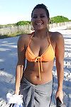 Latin cutie young with biggest mounds Samira posing in hot bikini outdoor