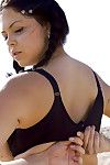 Biggest titted youthful with pigtails Shione posing uncovered at the beach