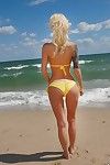 Perspired mini fairy-haired milf at the beach untamed body yellowe bikini