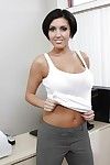Lusty office MILF Dylan Ryder with massive meatballs is touching her snatch