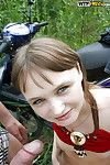 Sassy nineteen floosie with mini mambos attains screwed and facialized outdoor
