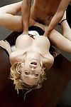 Buxom pornstar Kagney Linn Karter enchanting spunk flow on charming face