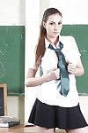 Covered girl Connie Carter is showing off in a school uniform