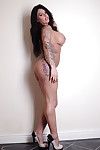 Fixation dark brown Kerry Louise shows off her elegant tattooed body