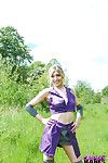 Exotic fairy-haired beauty Jessica Jensen playing around in a ninja outfit