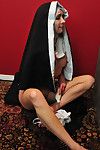 Nun and priest play with dick in the booth