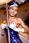 Wild Thai dick-holding ladies Noon working the stripper pole in hot uniform