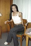 Wiry Chinese lassie in jeans benefits from talked likes some erotic dance act