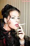Boobsy stocking and underclothes  MILF Linsey Dawn McKenzie having a smoke