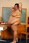SSBBW educator Debrina letting her hard saggy billibongs loose in classroom