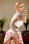 Meager golden-haired wife Kendall Karson shows her unclothed tattooed body