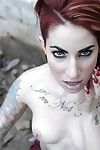 Short haired chico Sheena Rose enjoys dick water on her face outdoor