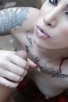 Short haired chico Sheena Rose enjoys dick water on her face outdoor