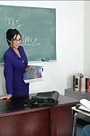 Beautiful educator in glasses Diana Prince lovely large stick in her cage of love