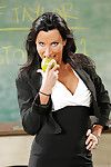 MILF act of love educator Lezley Zen whips out colossal juggs and masturbates at school