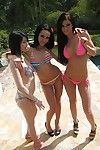 Hot dark hair Kendall Karson having getting joy with her partners by the pool
