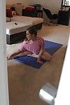 Flexy young Rina Ryder exposes her diminutive billibongs whereas action her yoga pursue