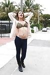 Latin hotty babe Sophia Grace gets undressed in public and flashes milk sacks on street