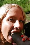 Sultry blond amateur sucks and humps dualistic hulking boners in a public park