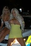 Dual beautiful english darlings vanessa walker and nikki hedger flashing from cars and nu