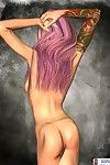 Tatuato punk Cartone animato in posa nudo