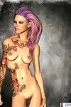 Tattooed punk cartoon posing naked