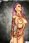 Tatuado punk De dibujos animados posando desnudo