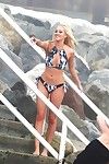 Ava sambora sweaty boob point peek in belt monochrome bikini