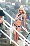 Ava sambora sweaty boob point peek in belt monochrome bikini