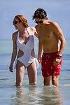Lindsay lohan curvy showing pokies in white swimsuit