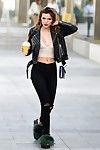 Bella thorne rounded in lace crop dom and ripped jeans