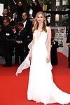 Erin moriarty braless in a plunging white gown