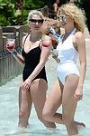 Pixie lott showing boob edge pokies in juicy white swimsuit