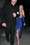 Jessica simpson rounded and leggy in blue plunging costume
