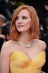 Jessica chastain breasty in yellow strapless clothing