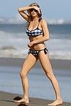 Charlotte mckinney breasty in blue gingham bikini