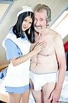 Purely a infant sticky nurse get joy Lady Dee can cure our Oldje from his deathbed. Going for the rare sexual act treatment, that babe reaches lower than the sheets and takes the old snake in her hands for a fastidious examination. As the wrinkled prick a
