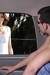 Slippy teenie in jeans underclothes acquires talked can\'t live without a oral play in the car
