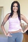 Smiley lalin girl in yoga g-string revealing her goods on cam