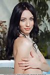 Shady haired lass Zsanett Tormay flaunting diminutive whoppers for glamour view