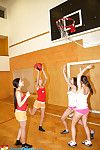 Schoolgirls playing basketball unclothed